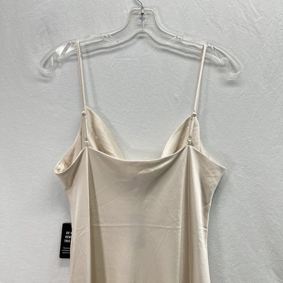 NWT Express Satin Slip Dress Large Cream Sleeveless Strappy Wedding - Picture 6 of 16